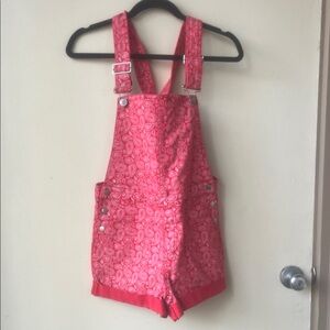 Red Patterned Overalls